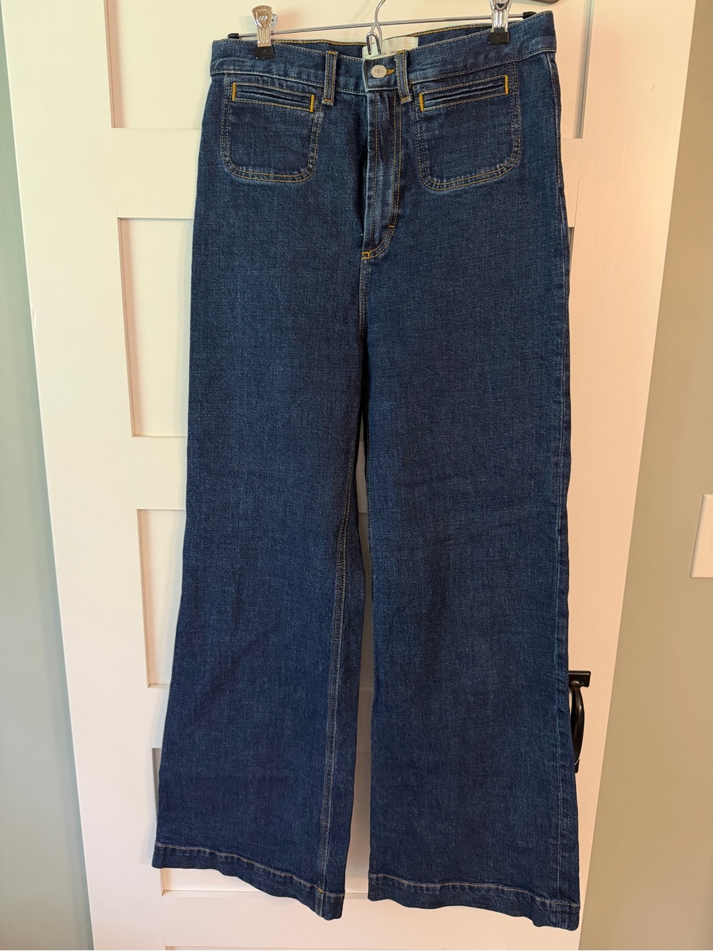 High-Rise Dark Blue Wide-Leg Jeans for Women